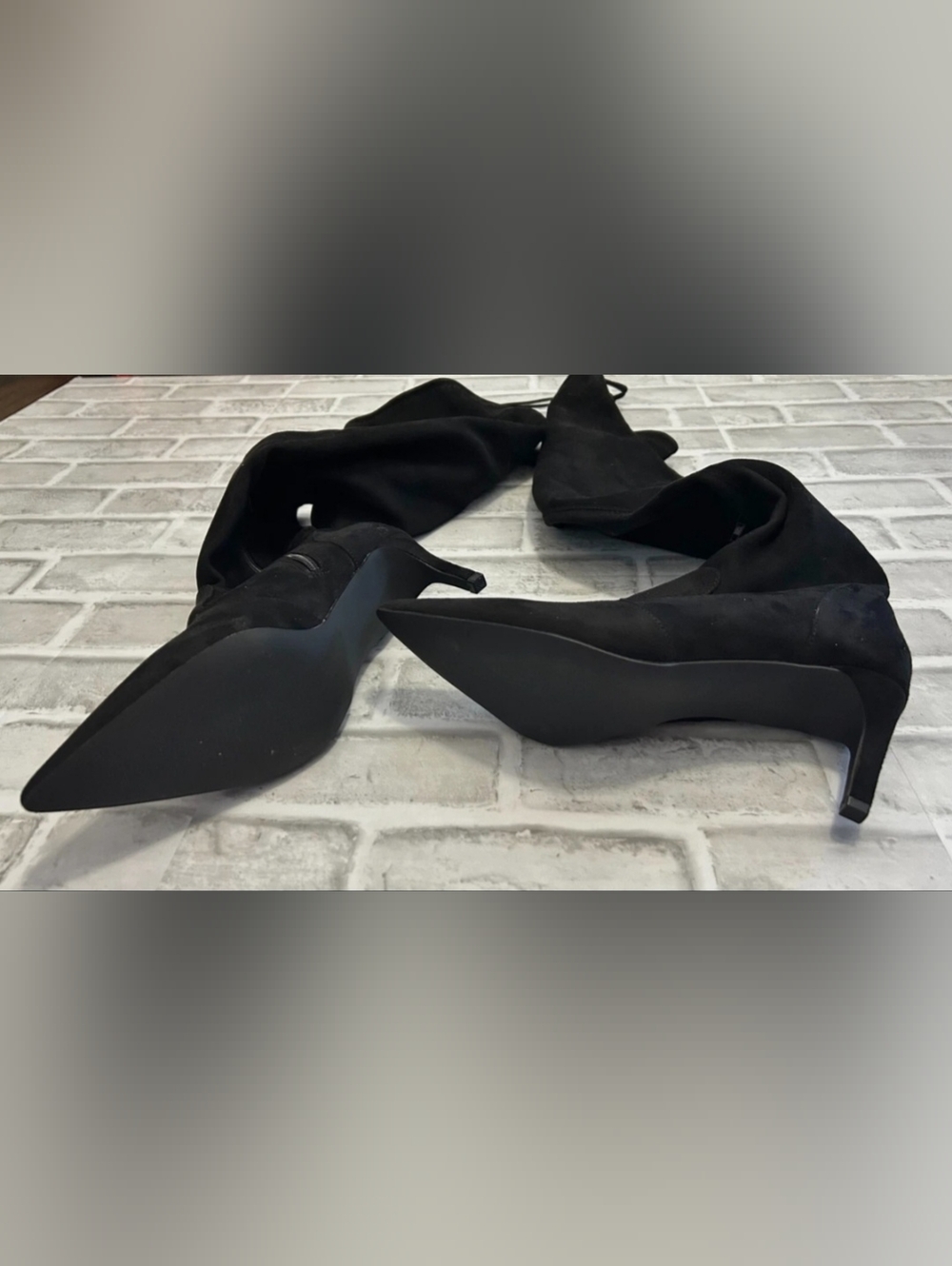 NEW in Box- JustFab Allysandra Black Suede Over-the-Knee Stiletto Boots - Picture 6 of 12